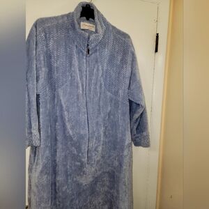1X Womens Vintage Chanille Zip House Coat Bath Robe